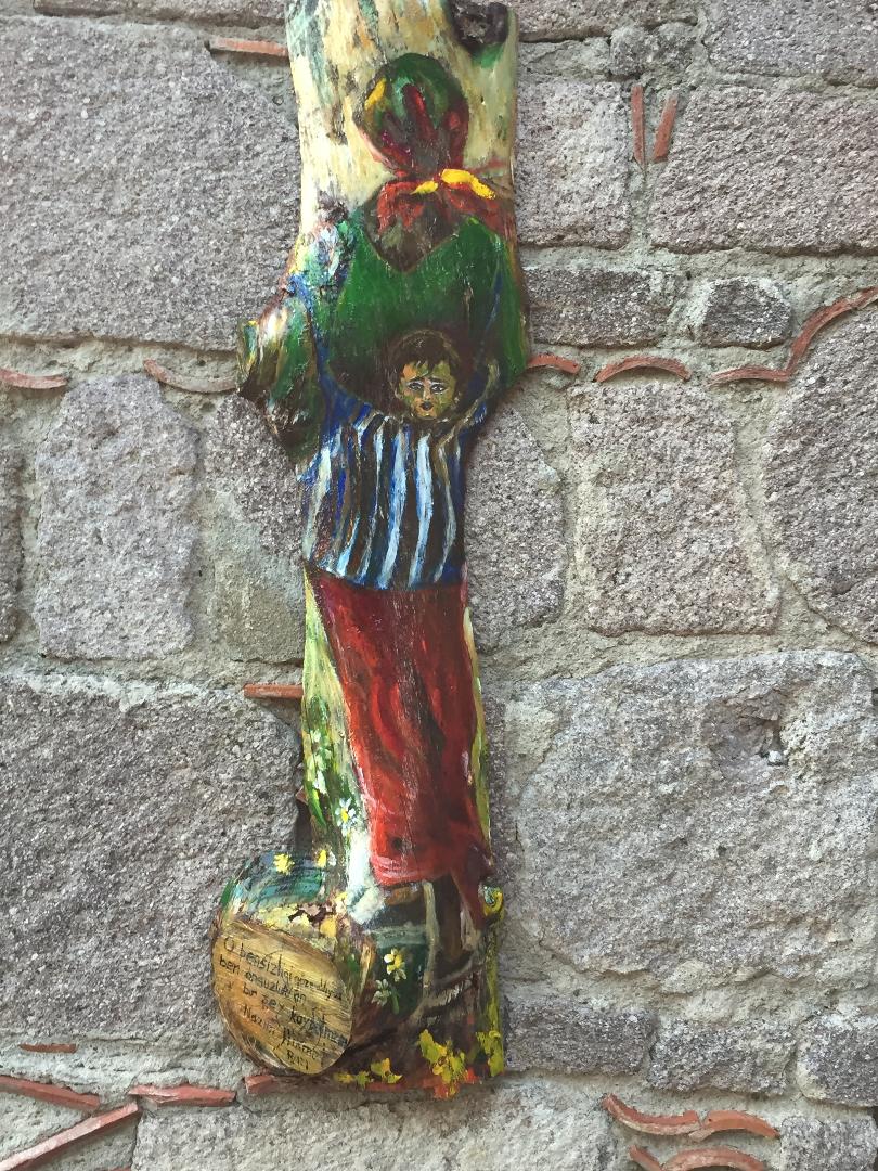 Emek, 25x80cm, Salime Kaman, kütük kapak tahtası üzerine akrilik, 2018